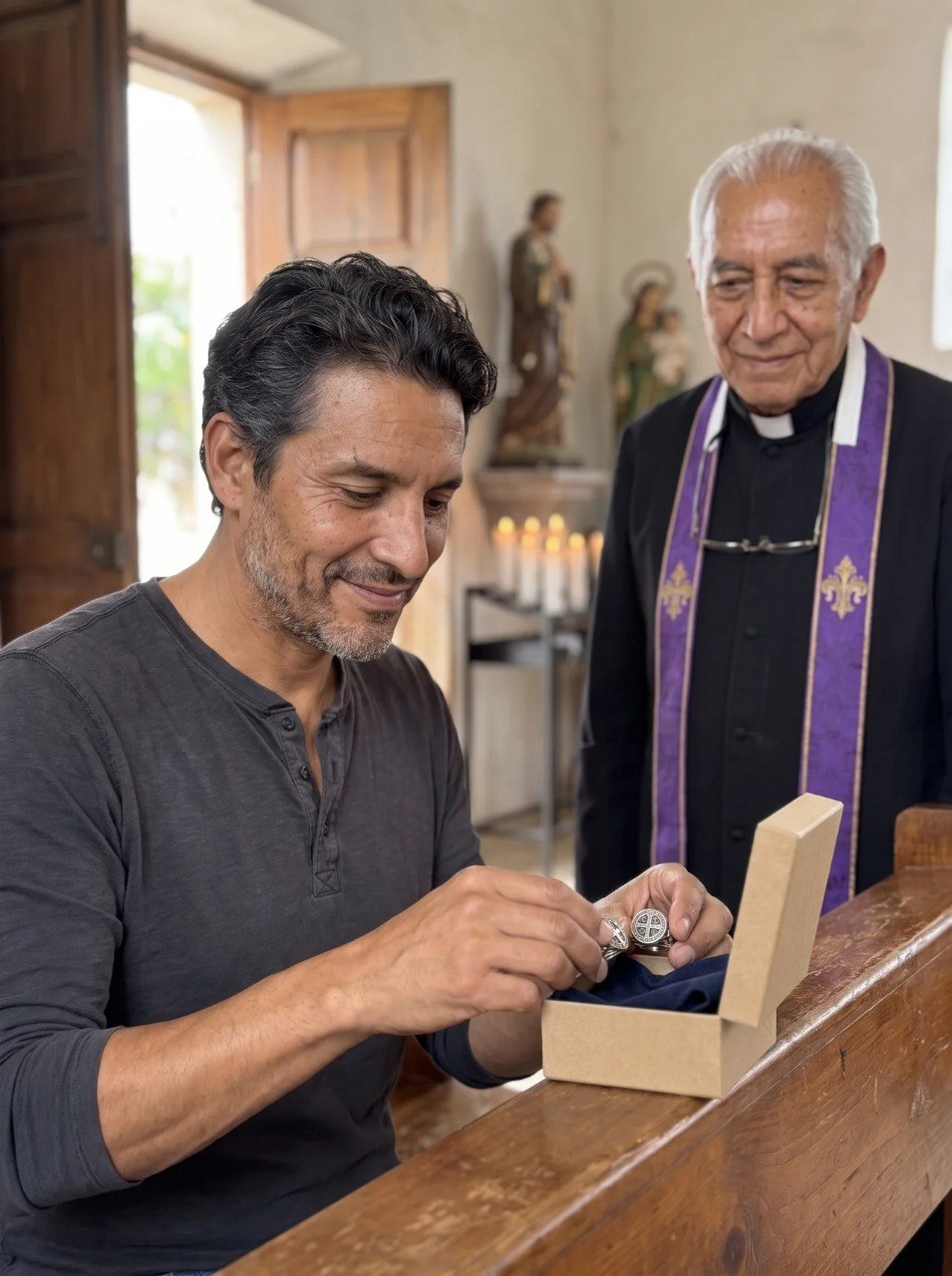 El anillo bendecido se coloca en su cajita