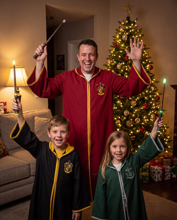 All 5 lives gone: dad’s wand goes dark and he’s out while the kids celebrate